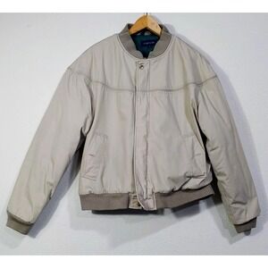 Claybrooke Men's Bomber Jacket‎ Beige Tan Vintage 90s Lined L Retro Casual